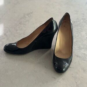 Christian Louboutin Black Patent Leather Wedge Heels Miss Boxe 9 40